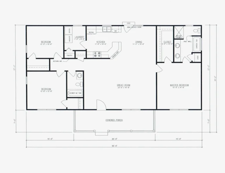 3 Bedroom 2 Bath House Plan Floor Plan Great Layout 1500 Sq Ft The Houston House Large Master Bedroom And Bathroom Etsy