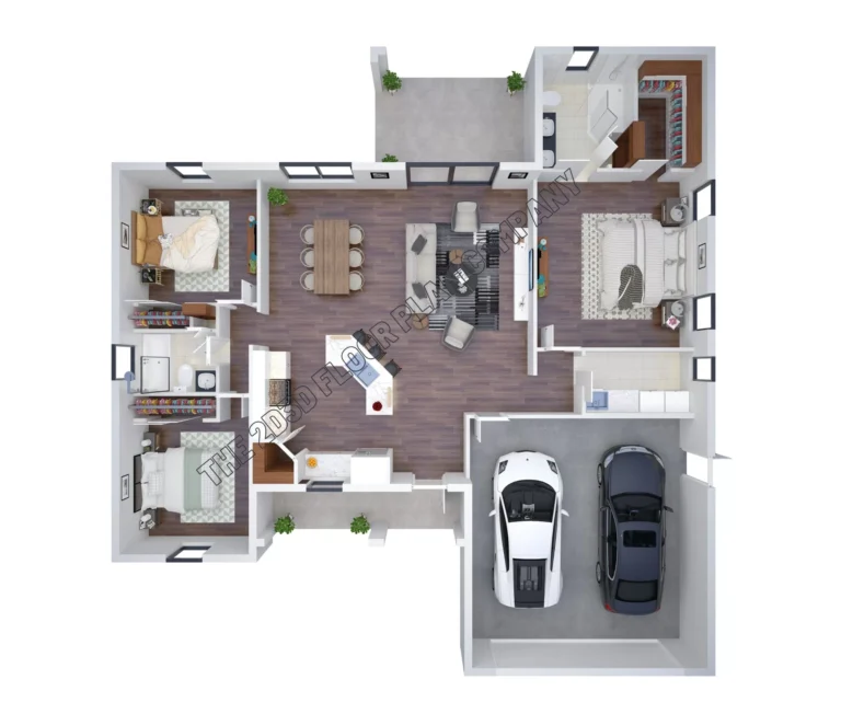3 Bedroom 3D Floor Plans Three Bedroom 3D Floor Plans