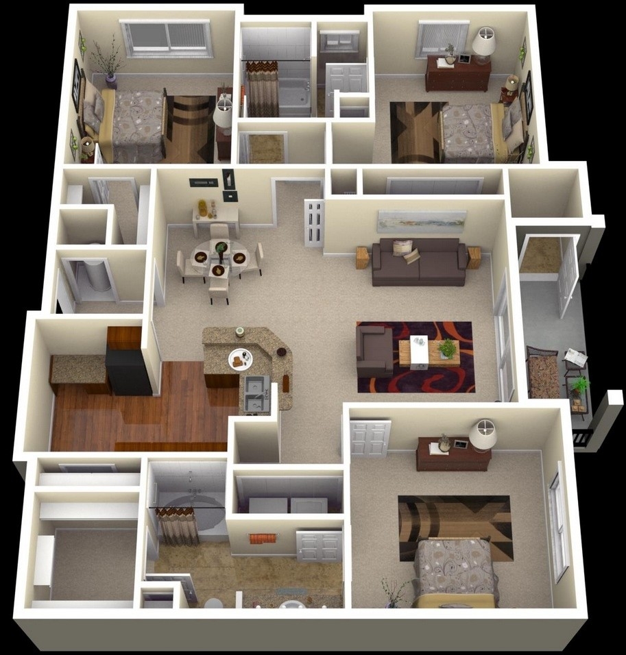 3 Bedroom Flat House Plans