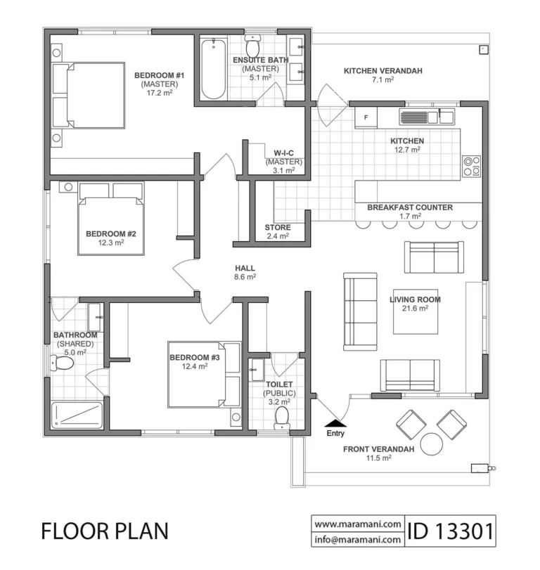 3 Bedroom Cottage ID 13301 House Designs By Maramani