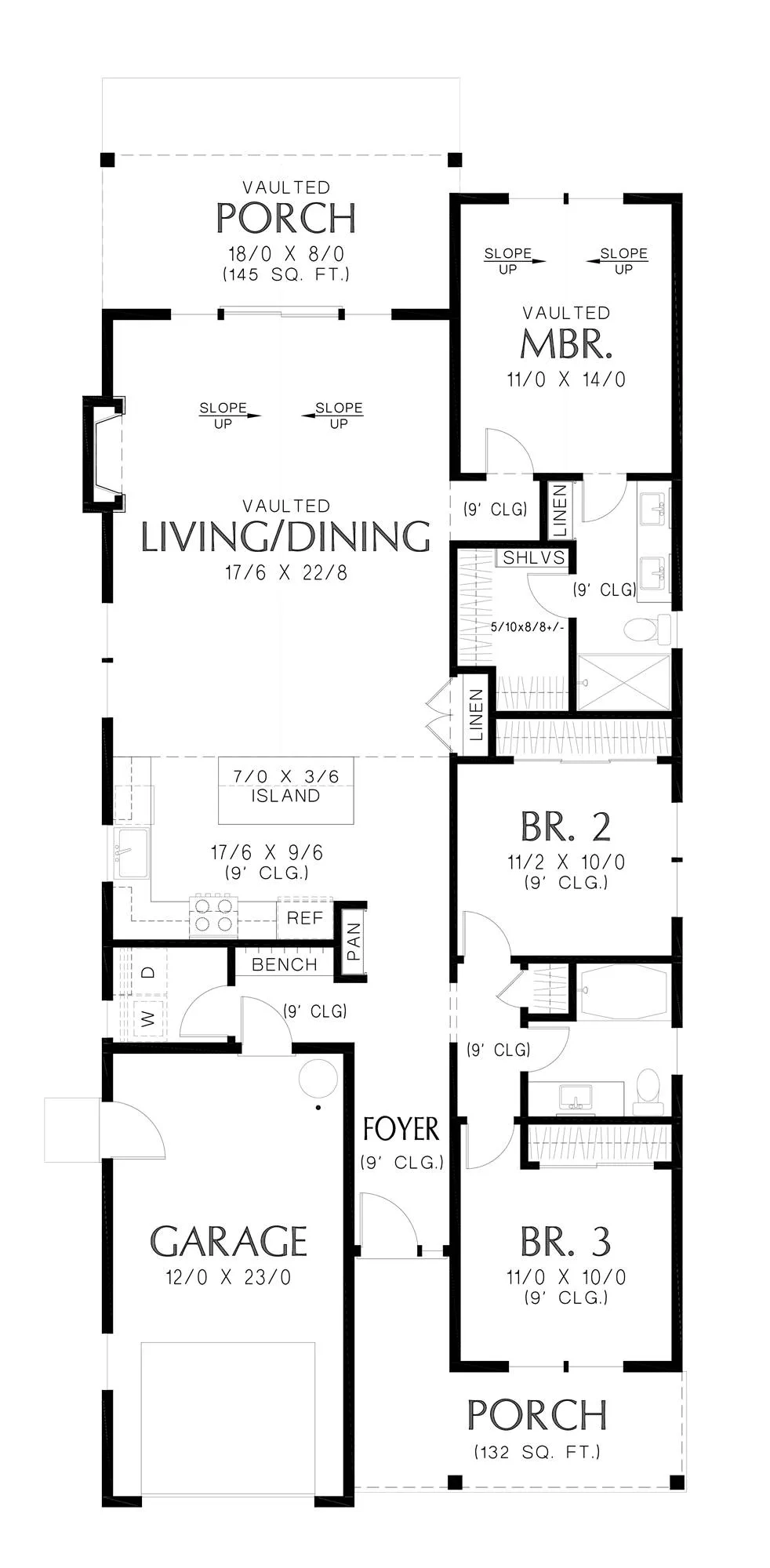 Narrow House Plans 3 Bedroom