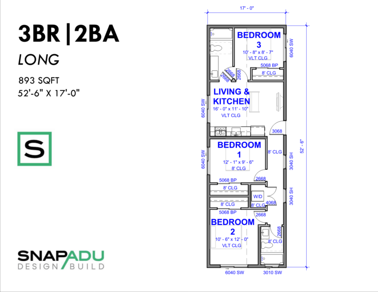 3 Bedroom Tiny House Plans Narrow Design Under 900 Sq Ft