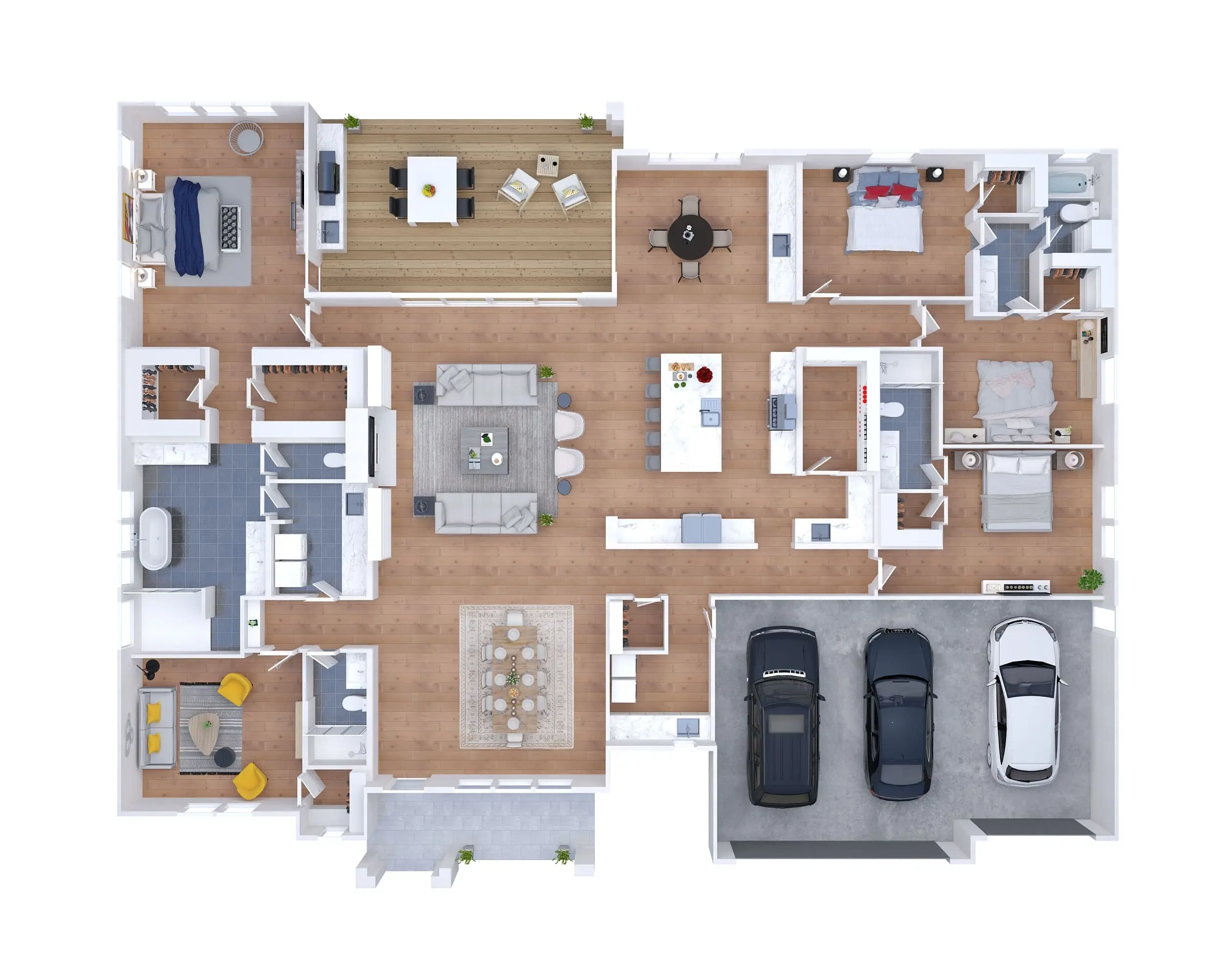 4 Bedroom 3d House Plans