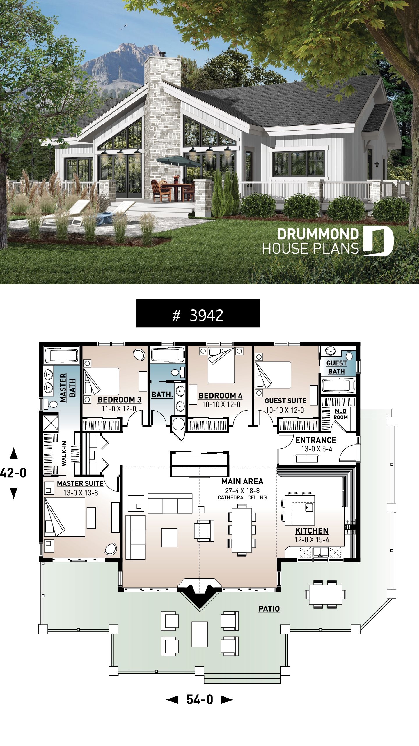 4 Bedroom Cabin House Plans