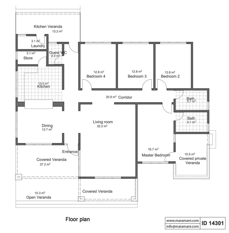 4 Bedroom Single Story House Plan ID 14301 House Plans By Maramani