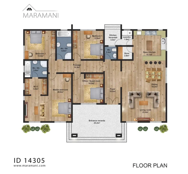 4 Bedroom Single Story House Plan ID 14305 House Plans By Maramani