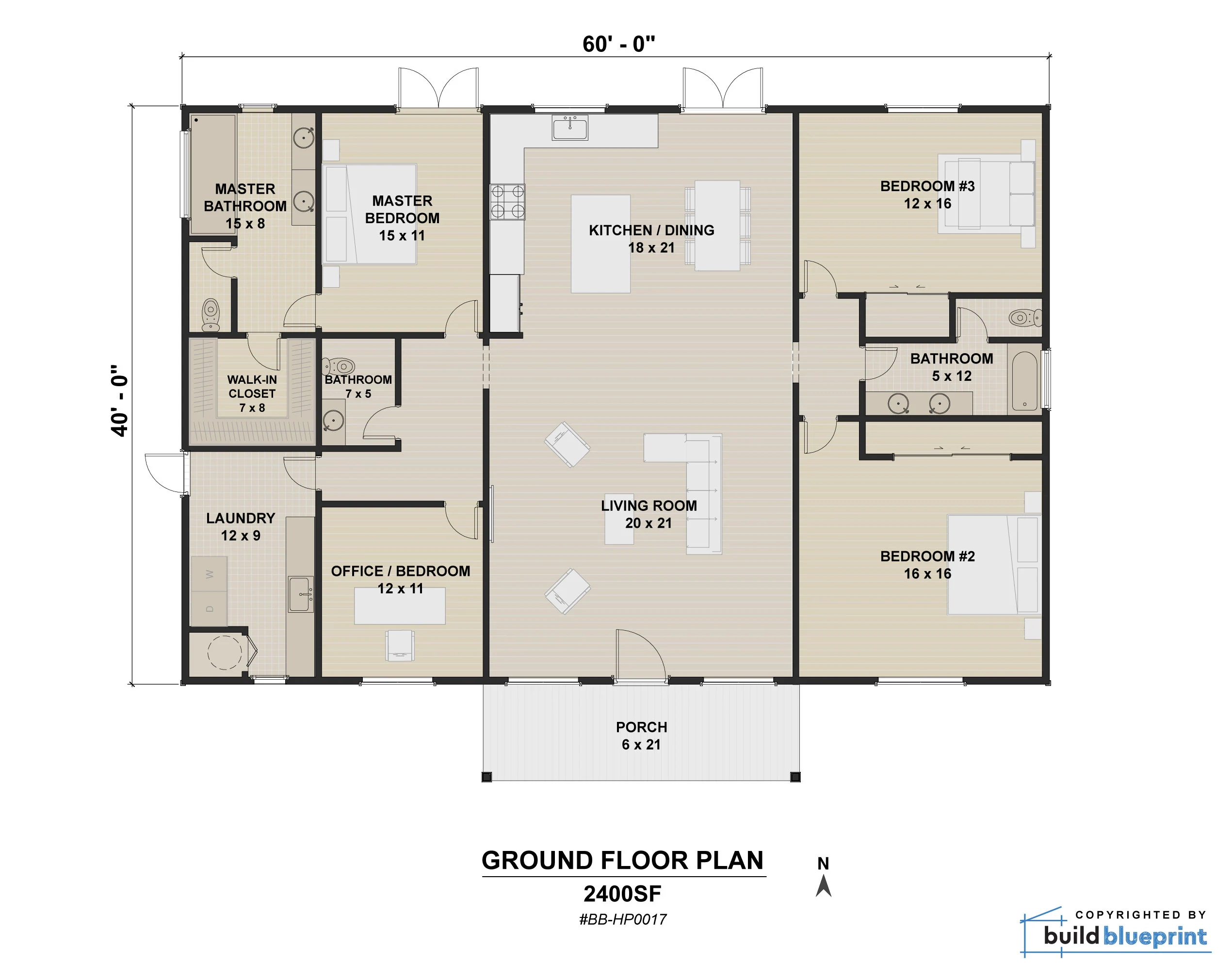 40x60 House Plans 4 Bedroom