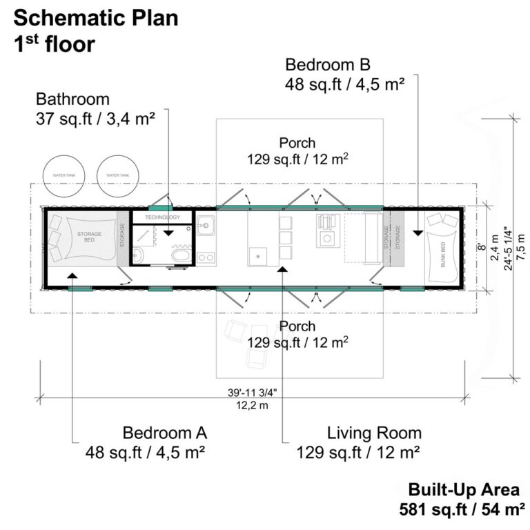 40ft Shipping Container House Floor Plans With 2 Bedrooms