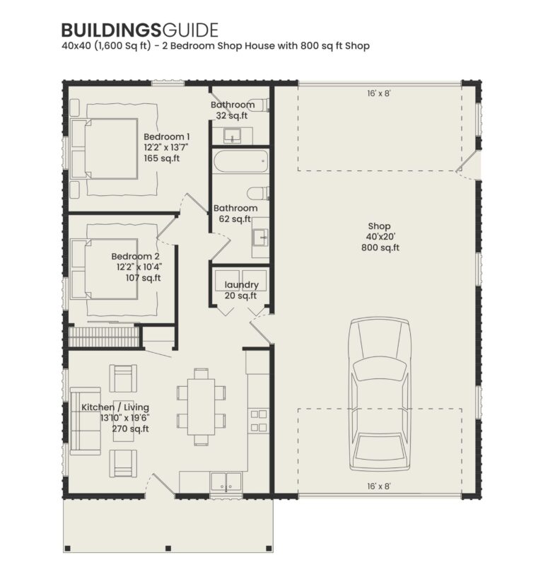 40x40 Shop House Building Kit Packages For Sale