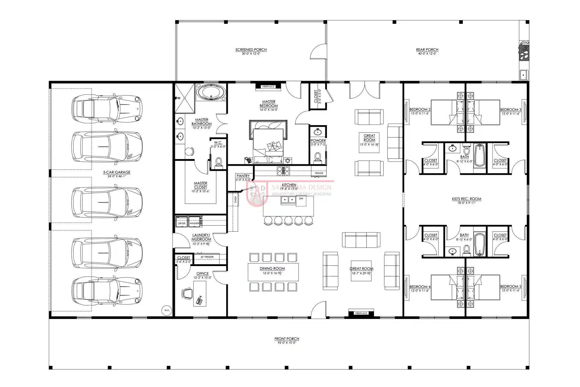 5 Bedroom Barndominium House Plans