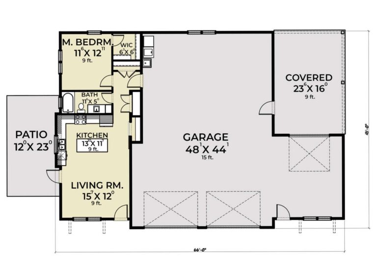 Barn Plan 784 Square Feet 1 Bedroom 1 Bathroom 2464 00011