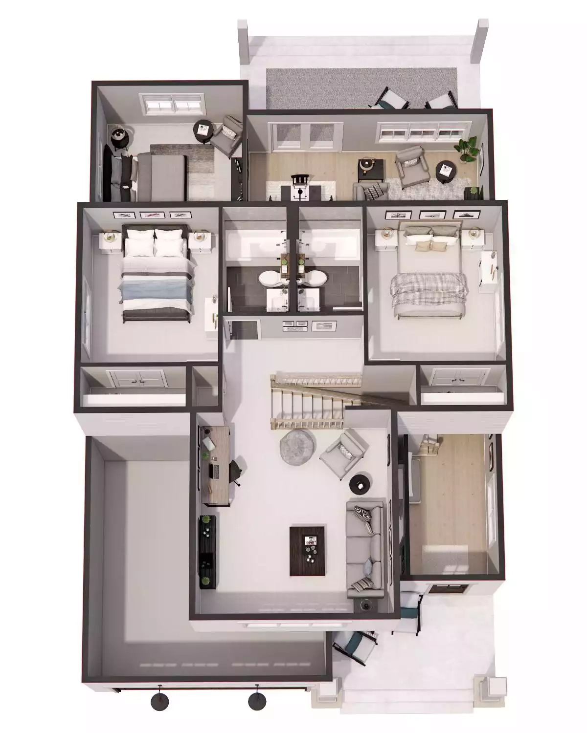 3 Bedroom Loft Style House Plans