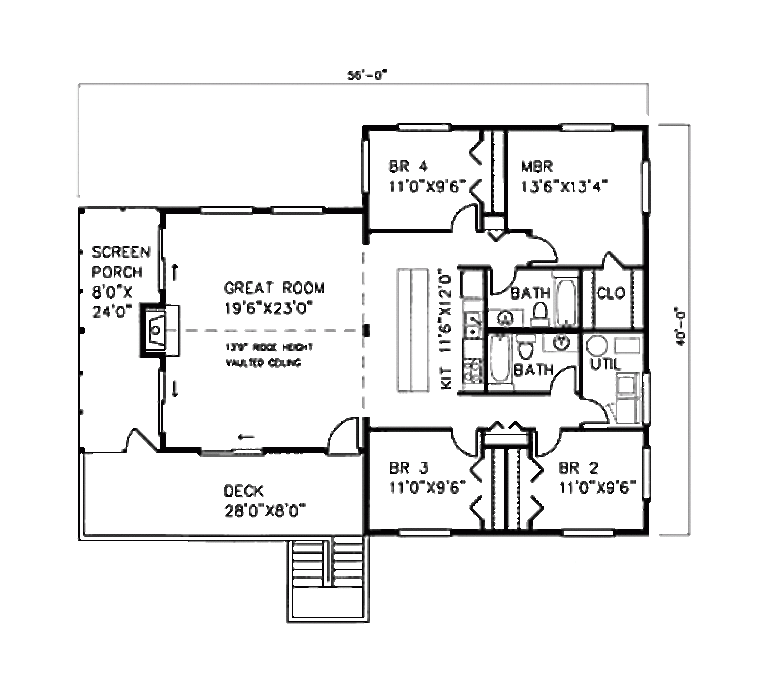 Beach Style House Plan 4 Beds 2 Baths 1600 Sq Ft Plan 307 102 Houseplans