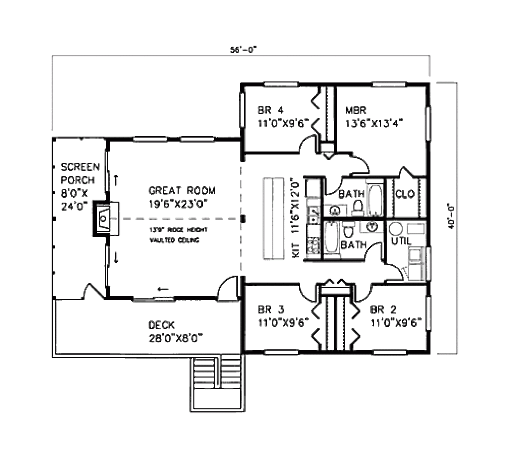 1600 Sqft 4 Bedroom House Plans