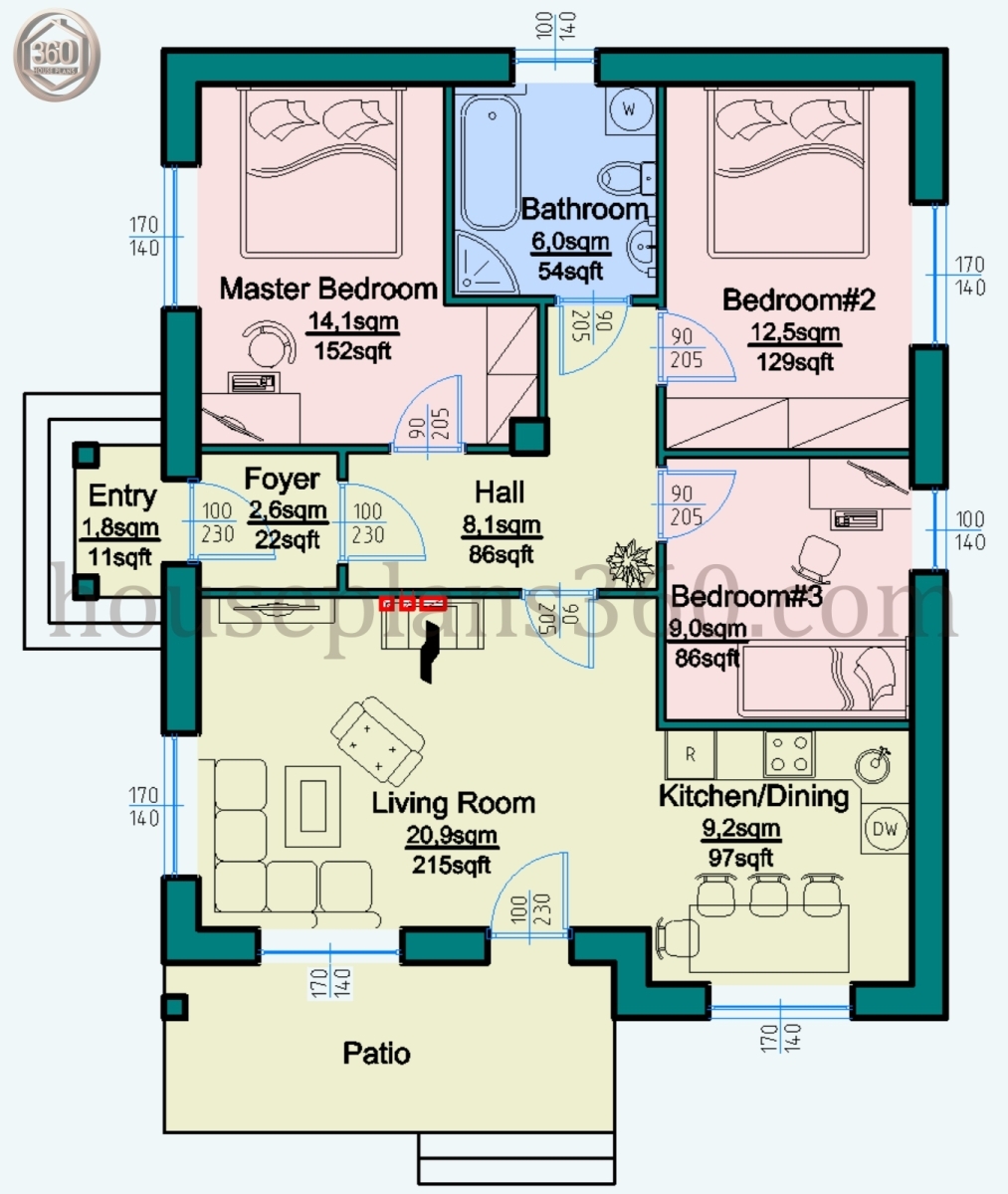 Single Floor 3 Bedroom House Plans