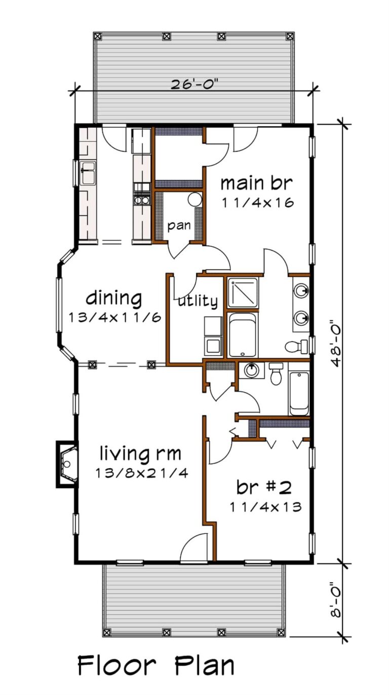 Bungalow Style House Plan 2 Beds 2 Baths 1268 Sq Ft Plan 79 174
