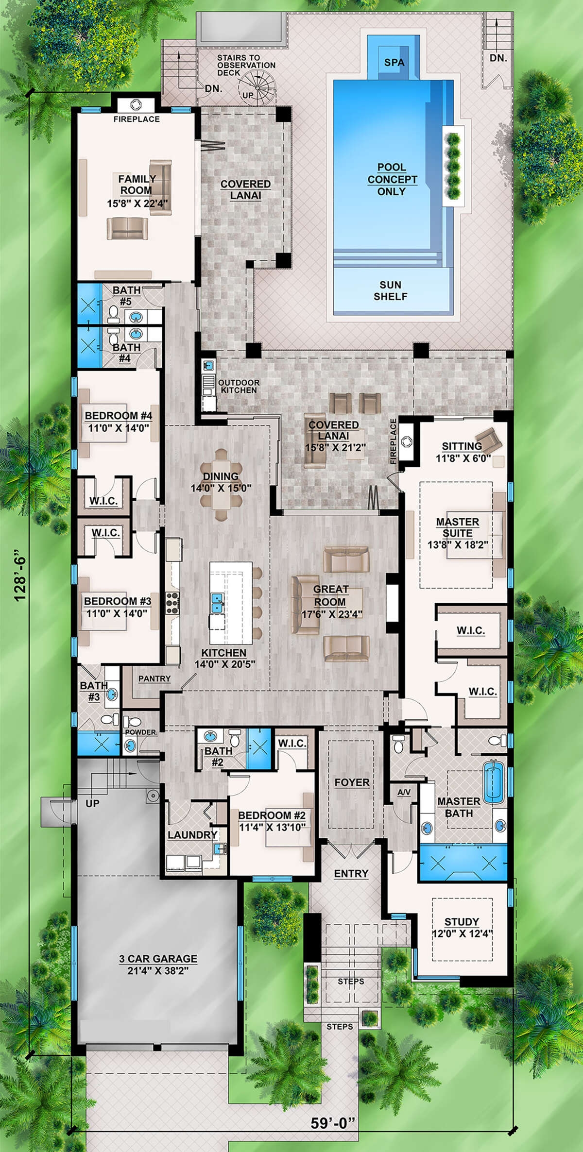 4 Bedroom Contemporary House Plans