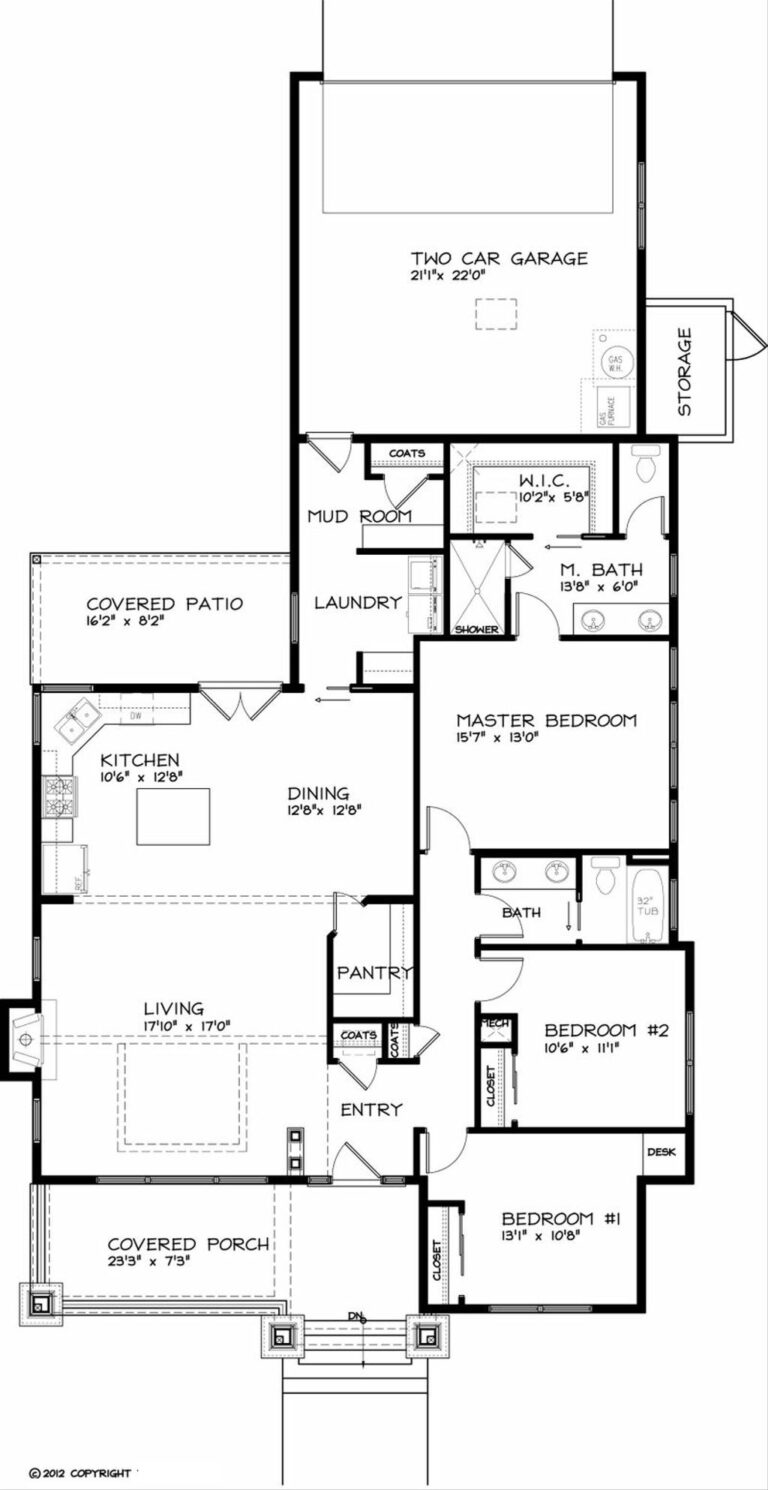 Craftsman Style House Plan 3 Beds 2 Baths 1749 Sq Ft Plan 434 17