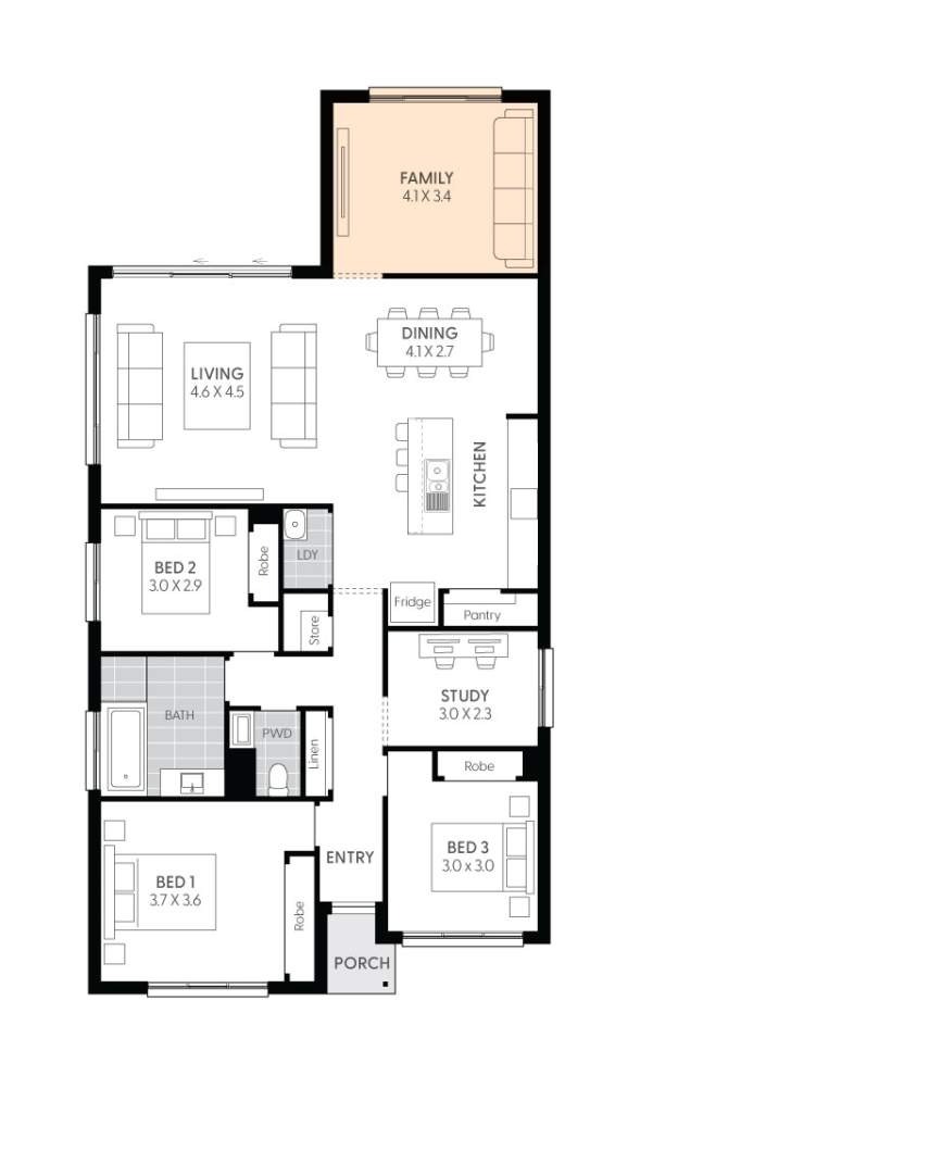One Storey 3 Bedroom House Plans