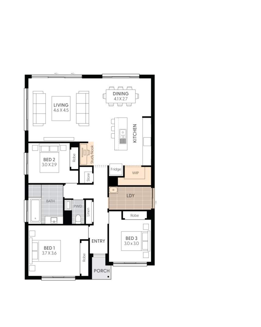 Single Storey 3 Bedroom House Plans