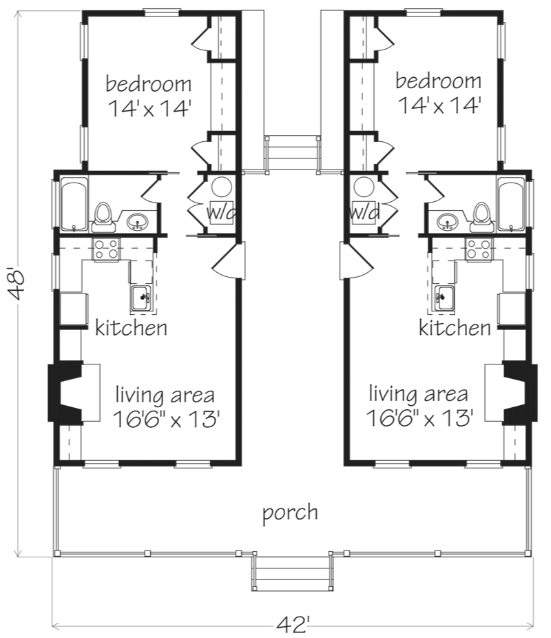 3 Bedroom Dog Trot House Plan