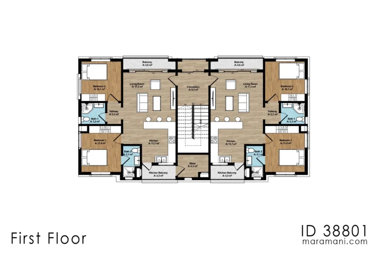 Fourplex 2 Bedroom Apartment House Plan ID 38801 Maramani