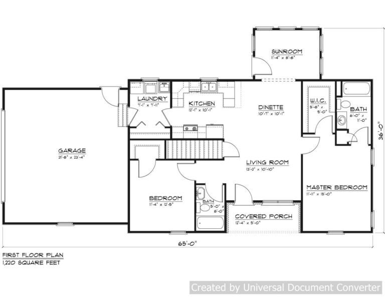 Full Set Of Single Story 2 Bedroom House Plans 1 220 Sq Ft EBay