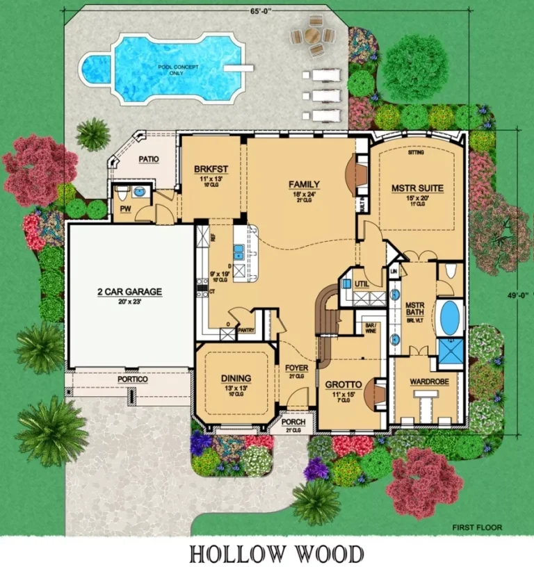 Hollow Wood 6807 3 Bedrooms And 3 5 Baths The House Designers 