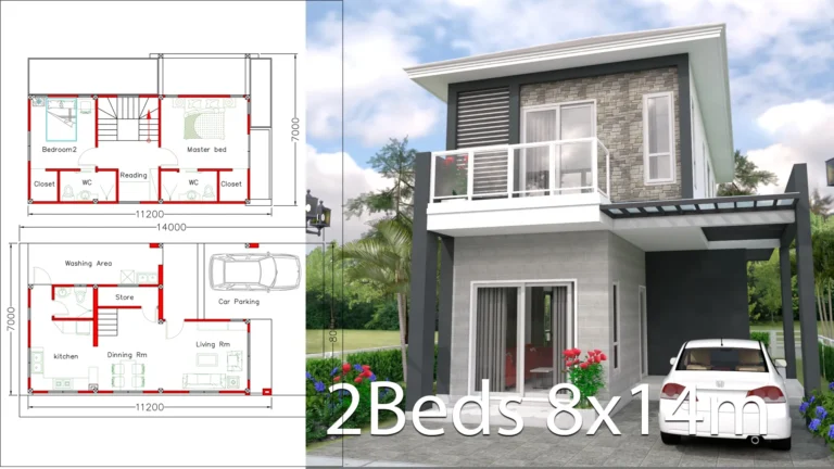 House Design 8x14m With 2 Bedrooms Samphoas Com