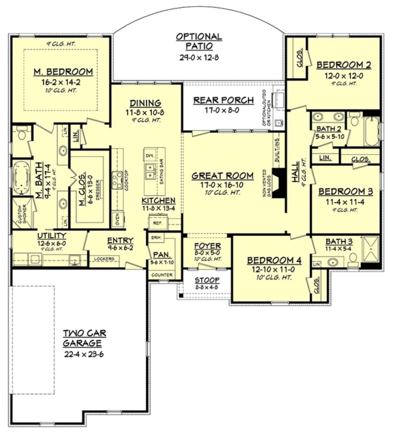 House Plan 041 00164 Ranch Plan 2 160 Square Feet 4 Bedrooms 3 Bathrooms