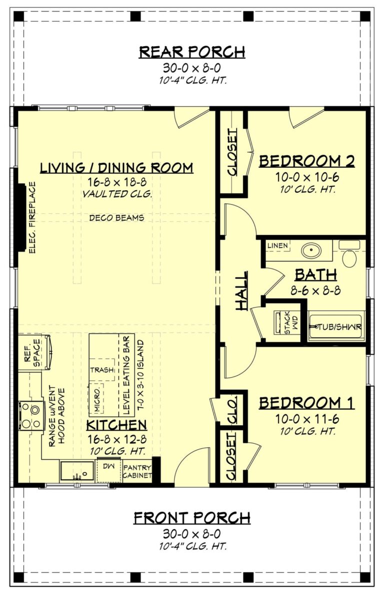 House Plan 041 00279 Cottage Plan 960 Square Feet 2 Bedrooms 1 Bathroom
