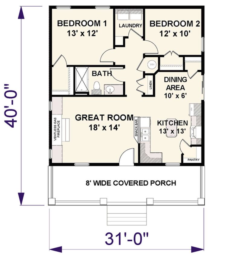 House Plan 1776 00090 Cottage Plan 992 Square Feet 2 Bedrooms 1 Bathroom