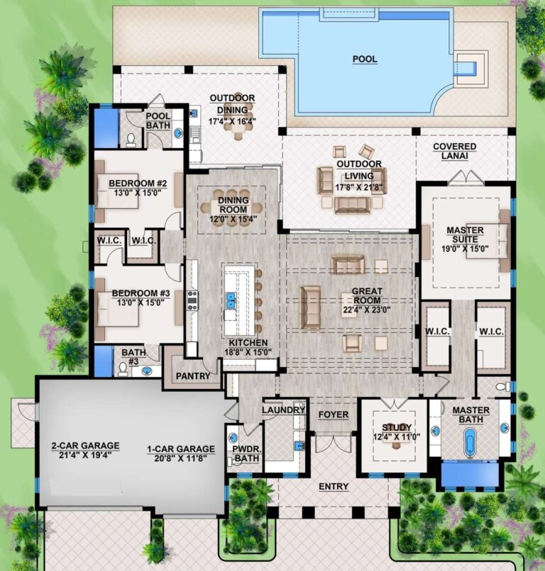 House Plan 5565 00057 Coastal Plan 3 219 Square Feet 3 Bedrooms 3 5 Bathrooms
