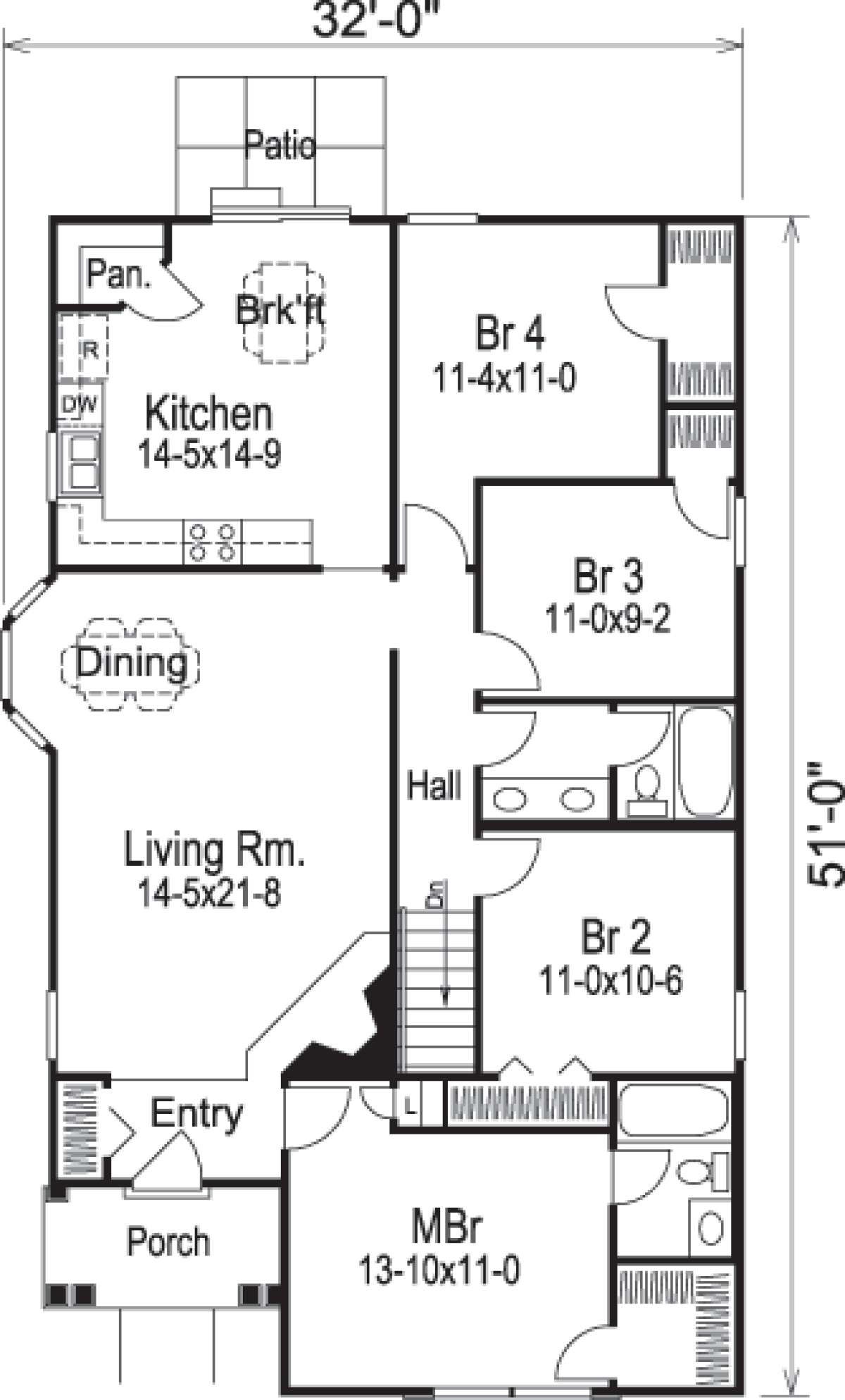 Small Four Bedroom House Plans