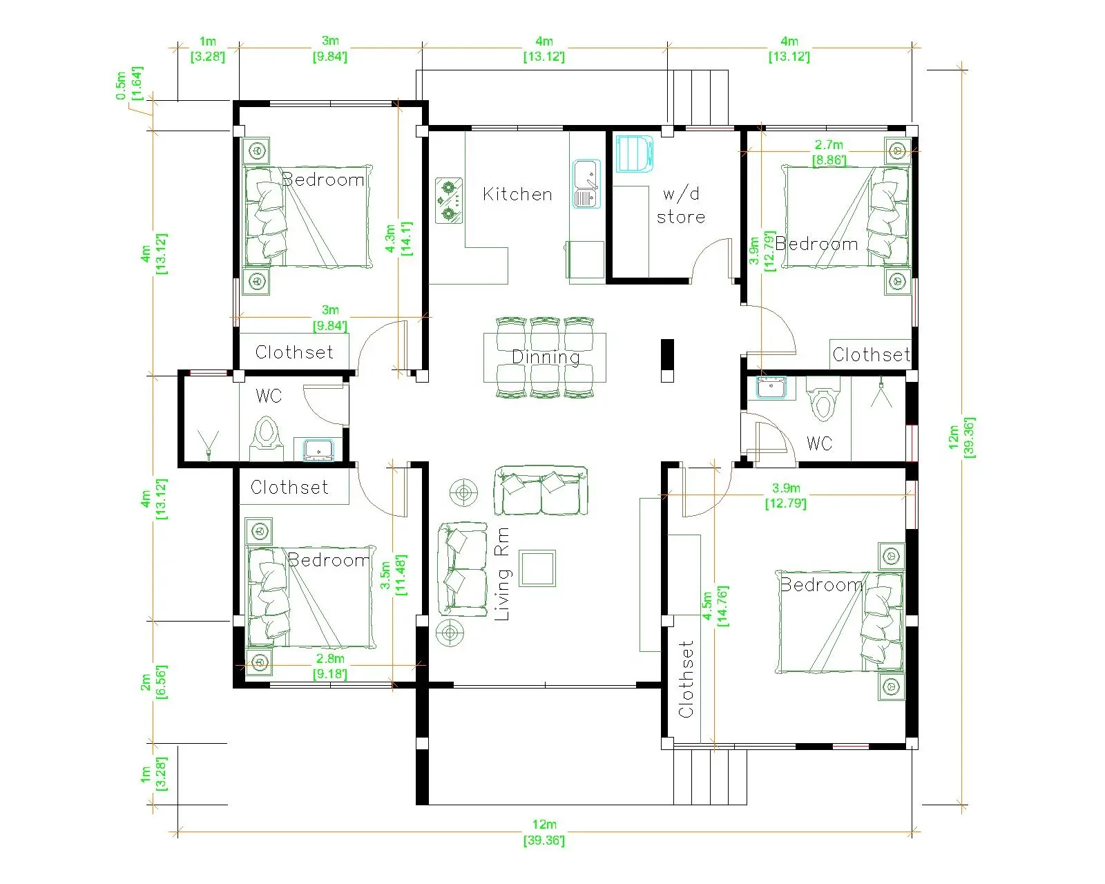 Inexpensive 4 Bedroom House Plans