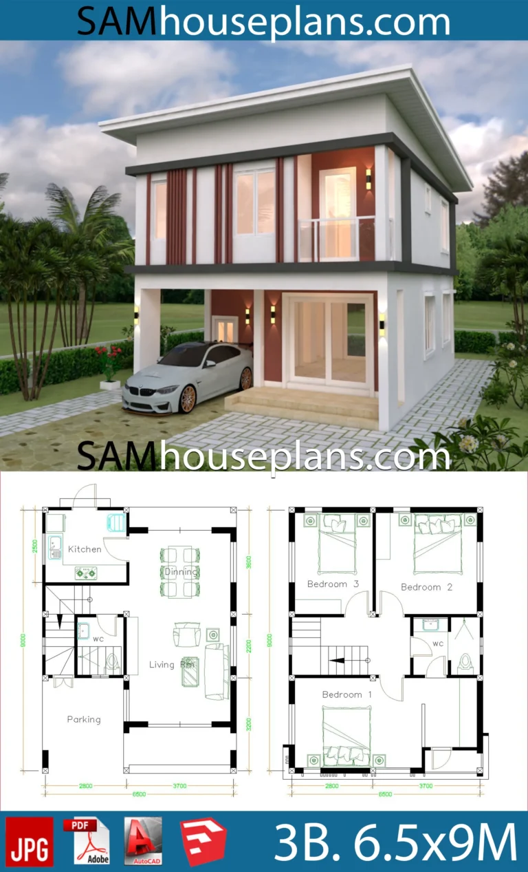 House Plans 6 6x9 With 3 Bedrooms Flat Roof