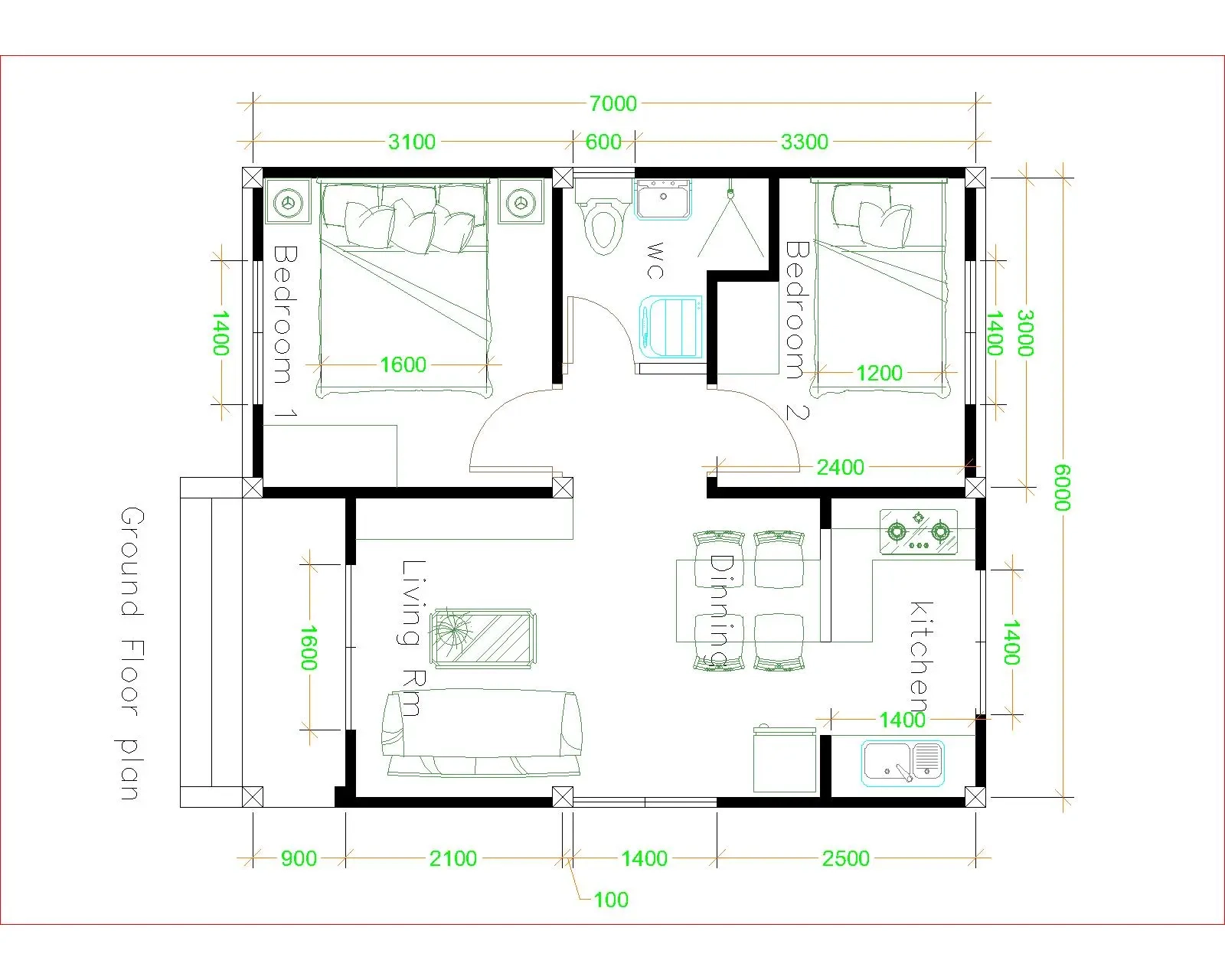 Free Simple Two Bedroom House Plans