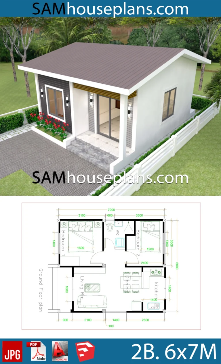House Plans 6x7m With 2 Bedrooms SamHousePlans