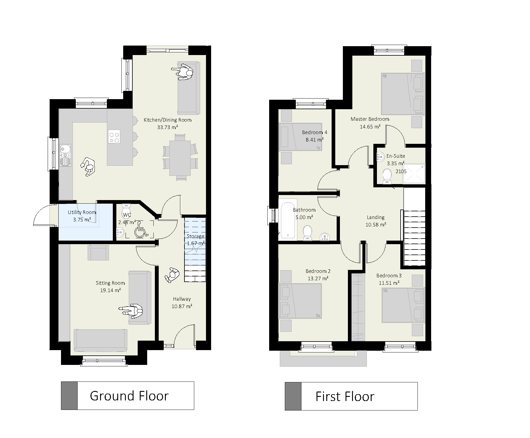 4 Bedroom Semi Detached House Plans