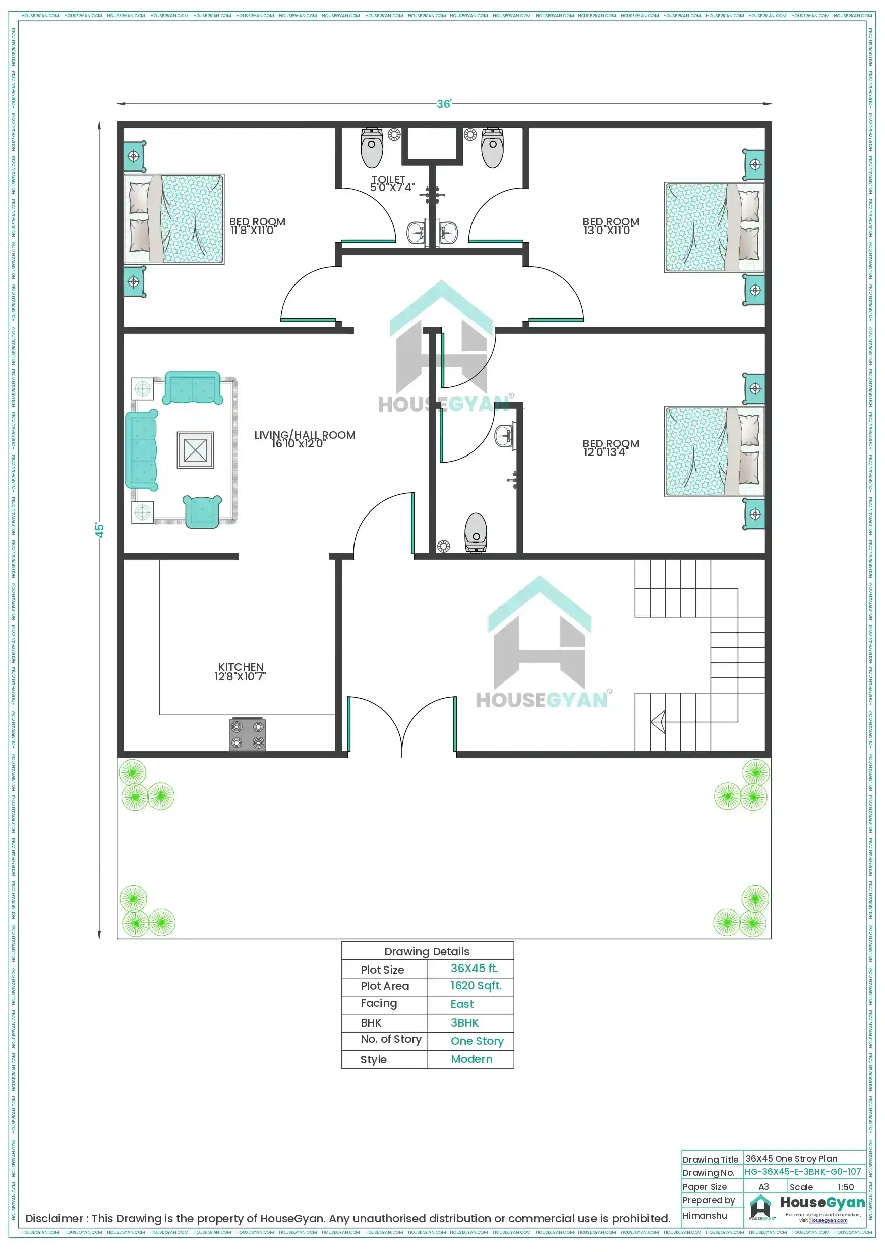 Three Bedroom Simple House Plans
