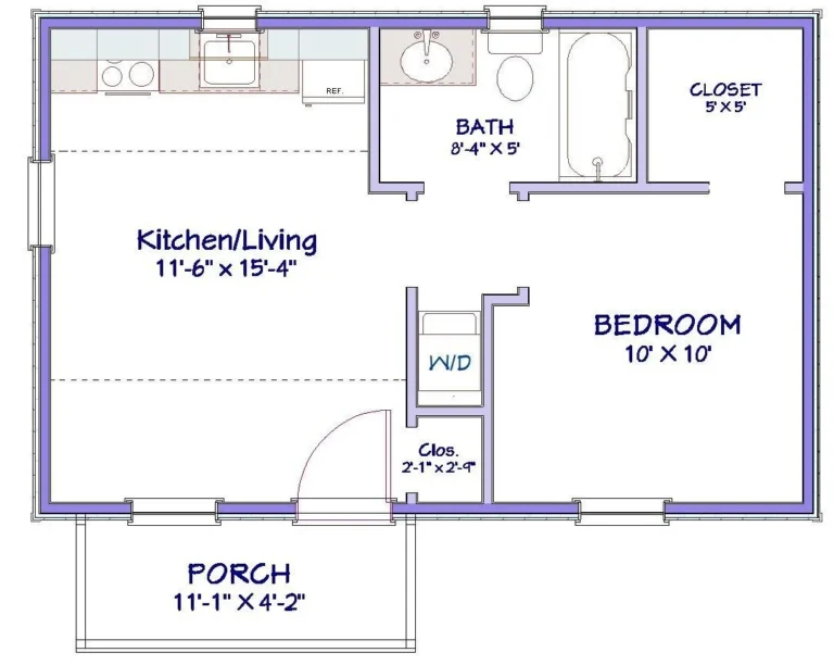 Millford Cottage Plan 400 Sq Ft Tuckaway Cottage Designs