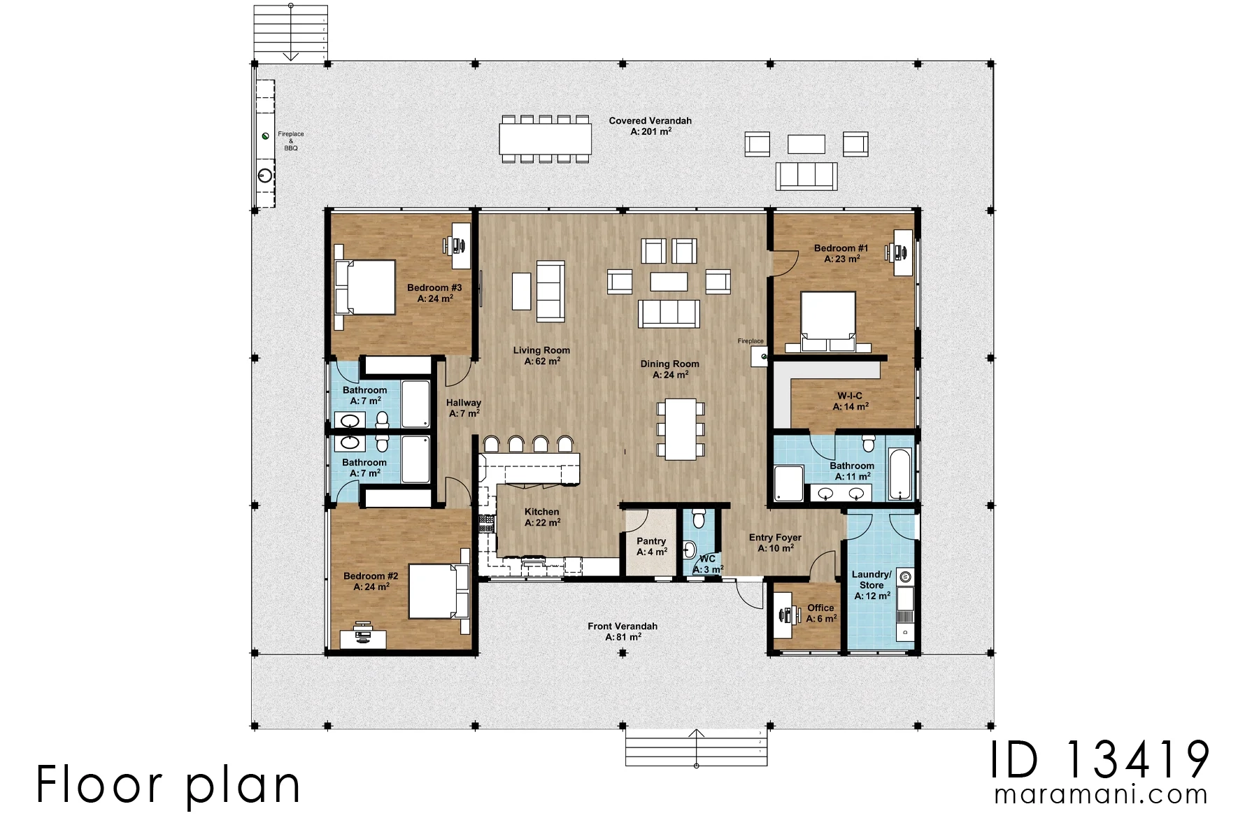 3 Bedroom House Floor Plan