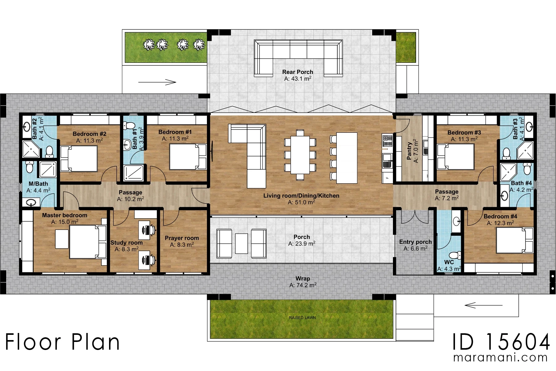 5 Bedroom Single Storey House Plans