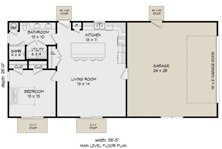 Ranch Plan 832 Square Feet 1 Bedroom 1 Bathroom 940 00553