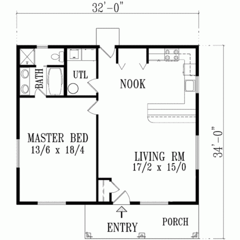 Ranch Style House Plan 1 Beds 1 Baths 896 Sq Ft Plan 1 771 
