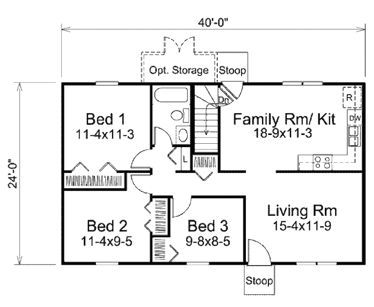 Ranch Style House Plan 3 Beds 1 Baths 960 Sq Ft Plan 57 465