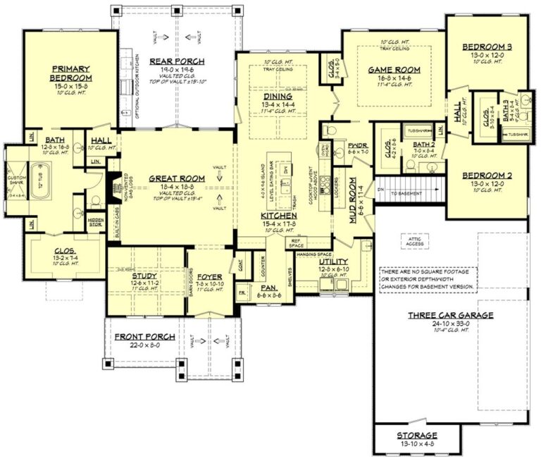Ranch Style House Plan 3 Beds 3 5 Baths 2974 Sq Ft Plan 430 242 Houseplans