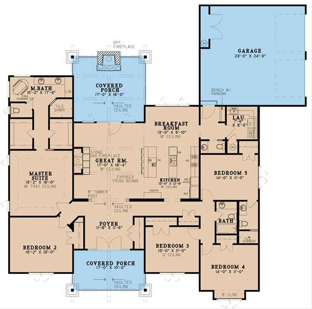 5 Bedroom Ranch Style House Plans