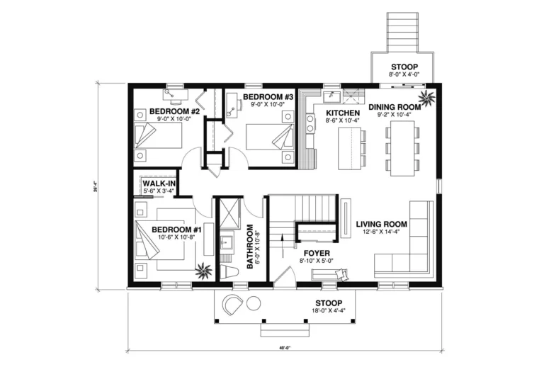 Sam 3 Bedroom Bungalow Style House Plan 7825 7825