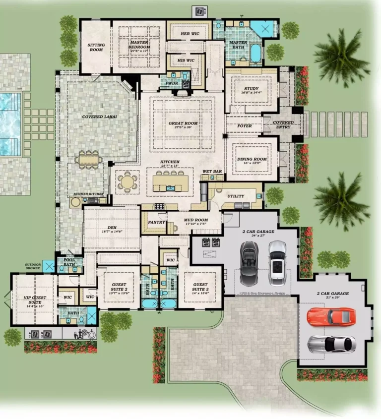 Serrano Luxury 4 Bedroom Beach Style House Plan 9440 9440